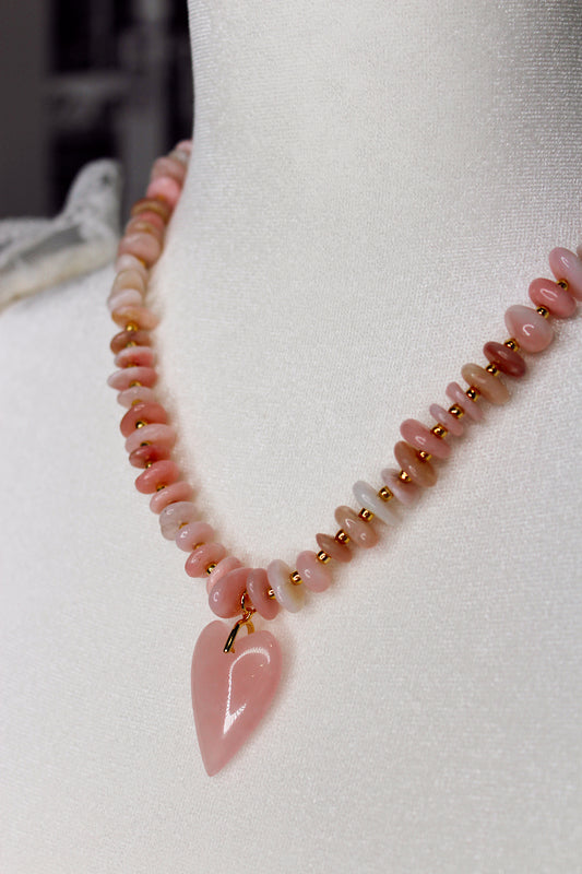 Hattie Pink Opal Heart Necklace