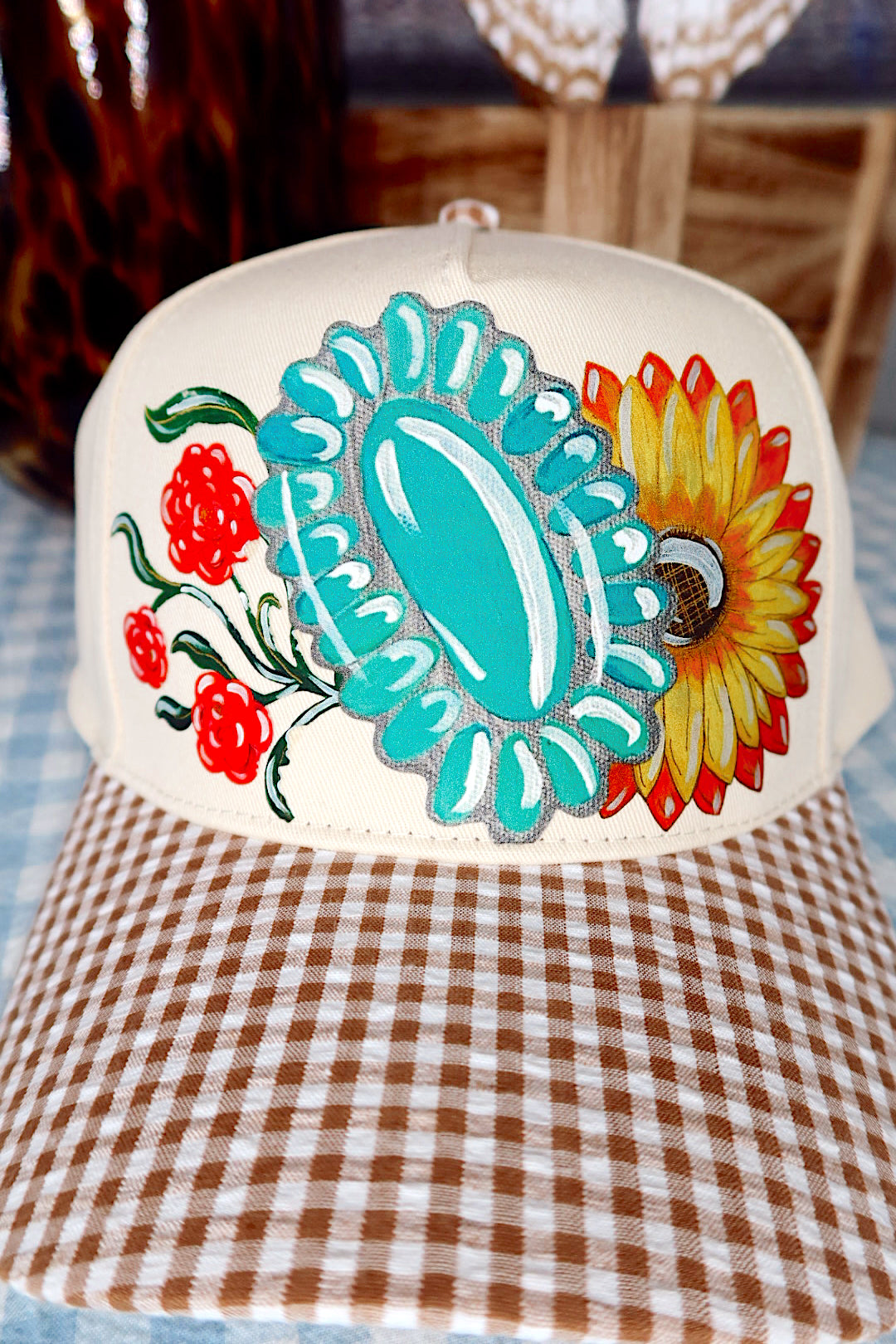God’s Details Brown Seersucker Trucker Hat
