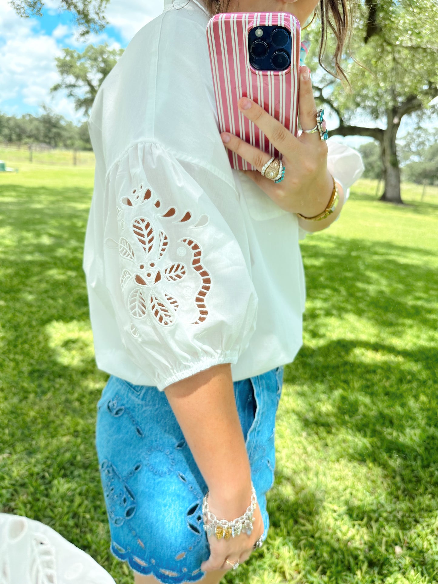 Elle Embroidered Puff Sleeve Blouse