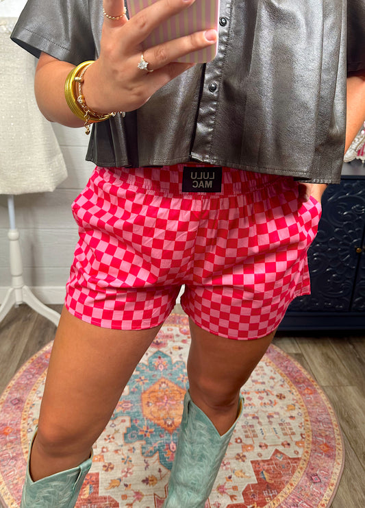Pink/Pink Checkered Boxer Short