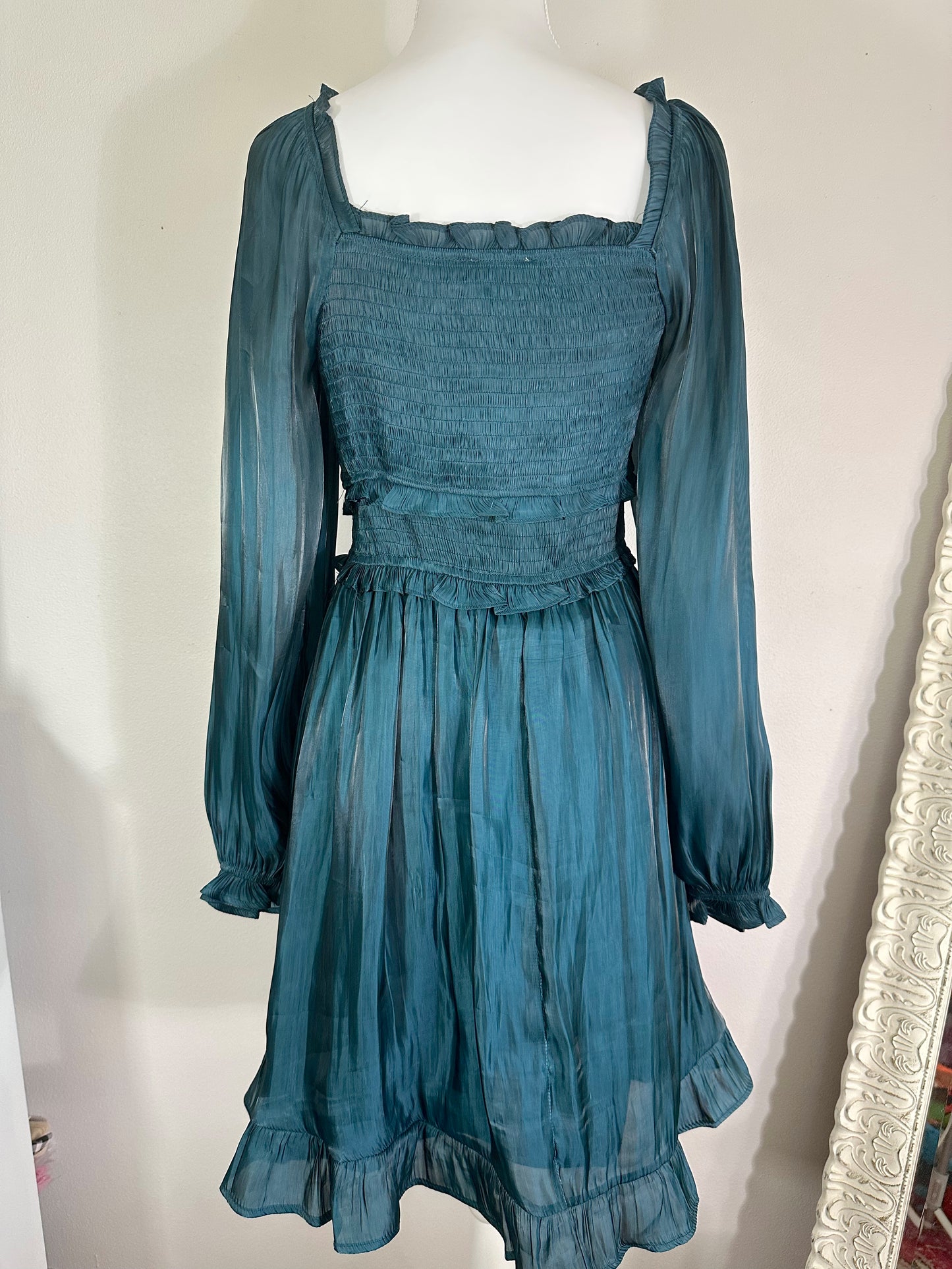 Teal Smocking Dress