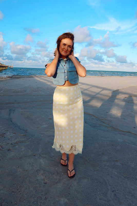 Sunny Dot Lace Trim Skirt