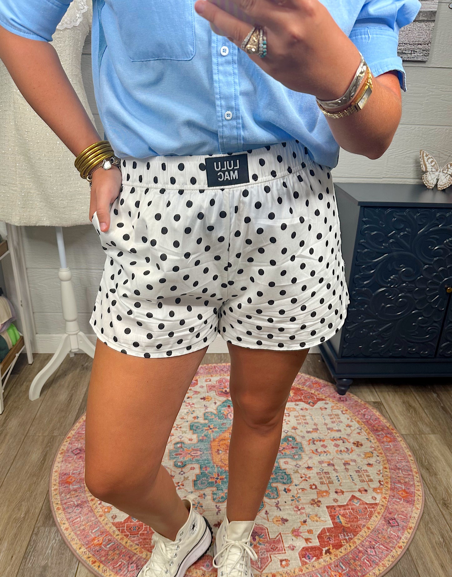 White/Black Polka Dot Boxer Short
