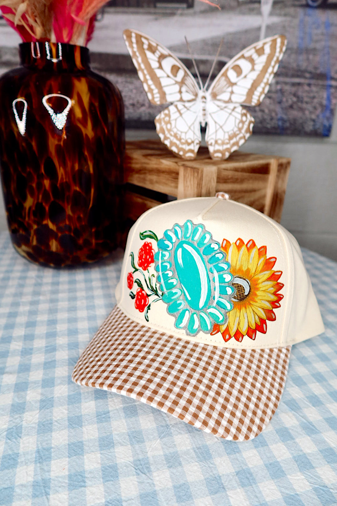God’s Details Brown Seersucker Trucker Hat