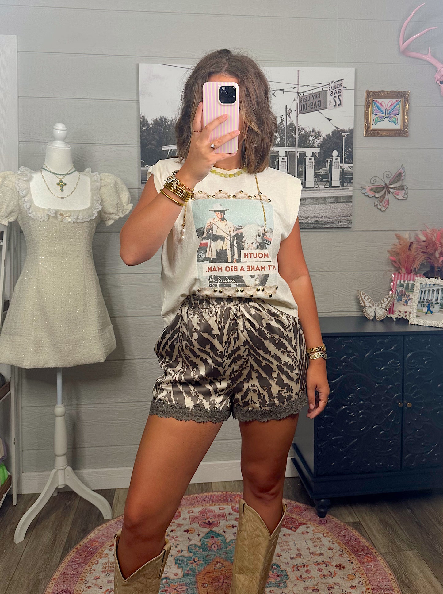 Eye of the Tiger Satin Lace Shorts