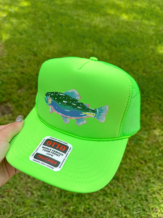 Fish Tales Lime Green Trucker Hat