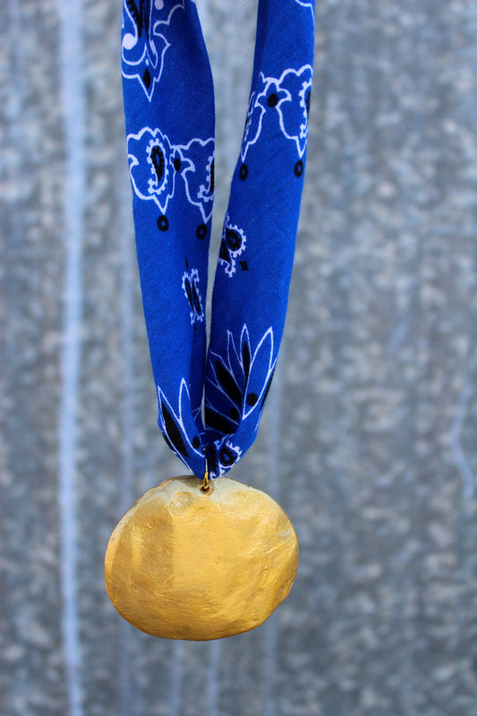 Royal Blue/Gold Coin Bandana Necklace