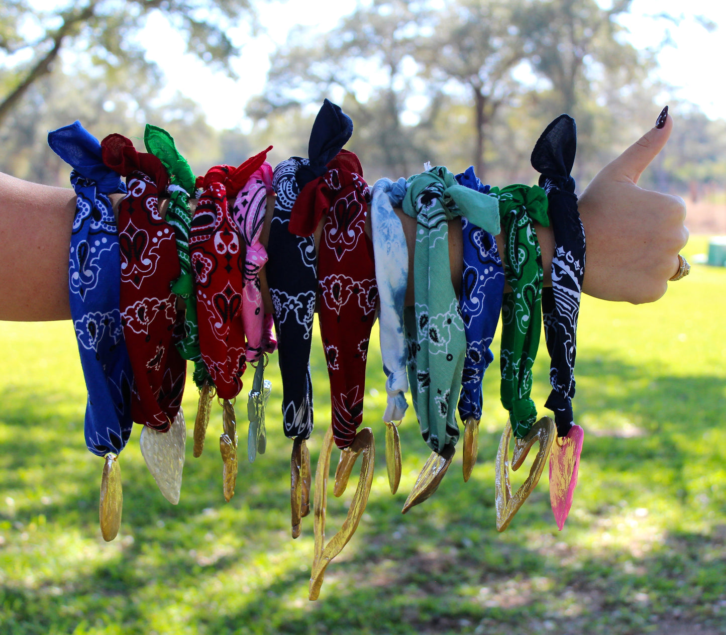 Pink/Seafoam Star Bandana Necklace