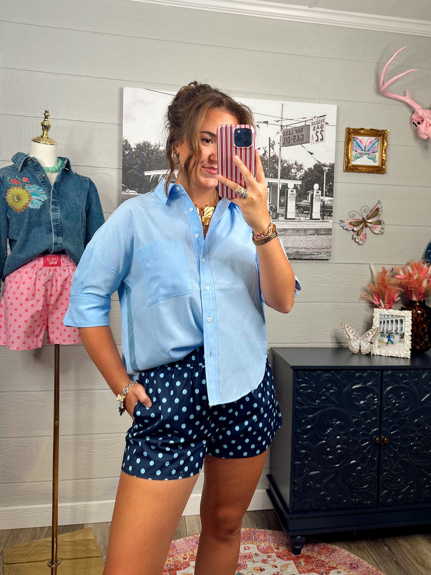 Lyra Blue Button Up