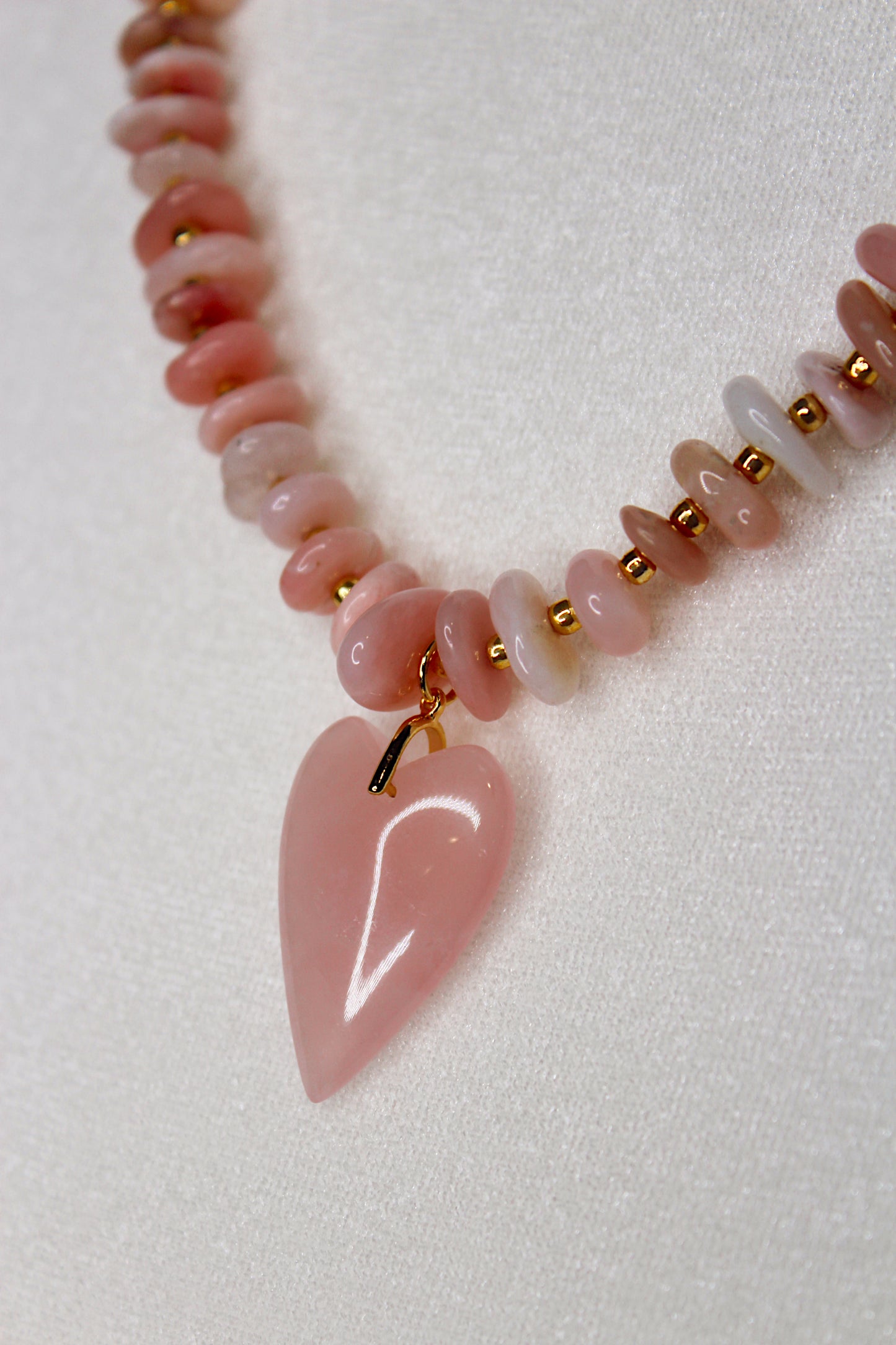 Hattie Pink Opal Heart Necklace