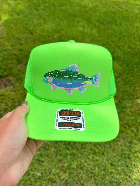 Fish Tales Lime Green Trucker Hat