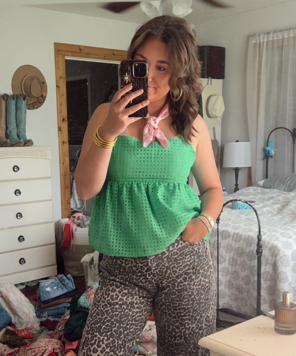 Kelly Green Tie Top