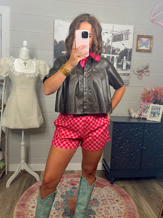 Pink/Pink Checkered Boxer Short