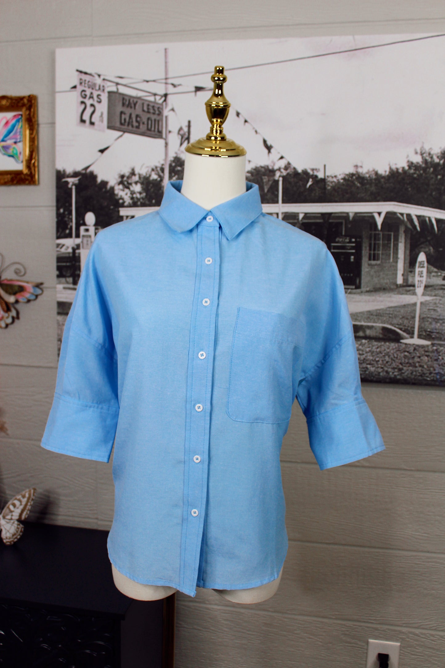 Lyra Blue Button Up