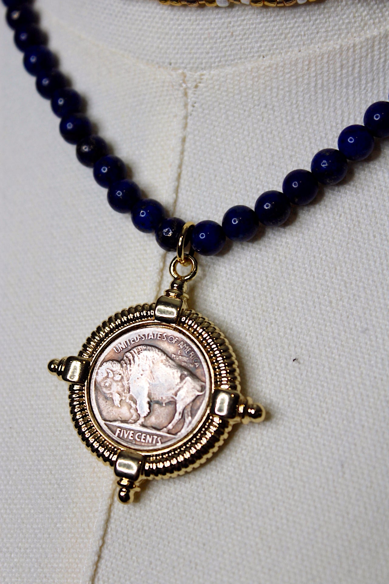 Buffalo Lapis Beaded Necklace