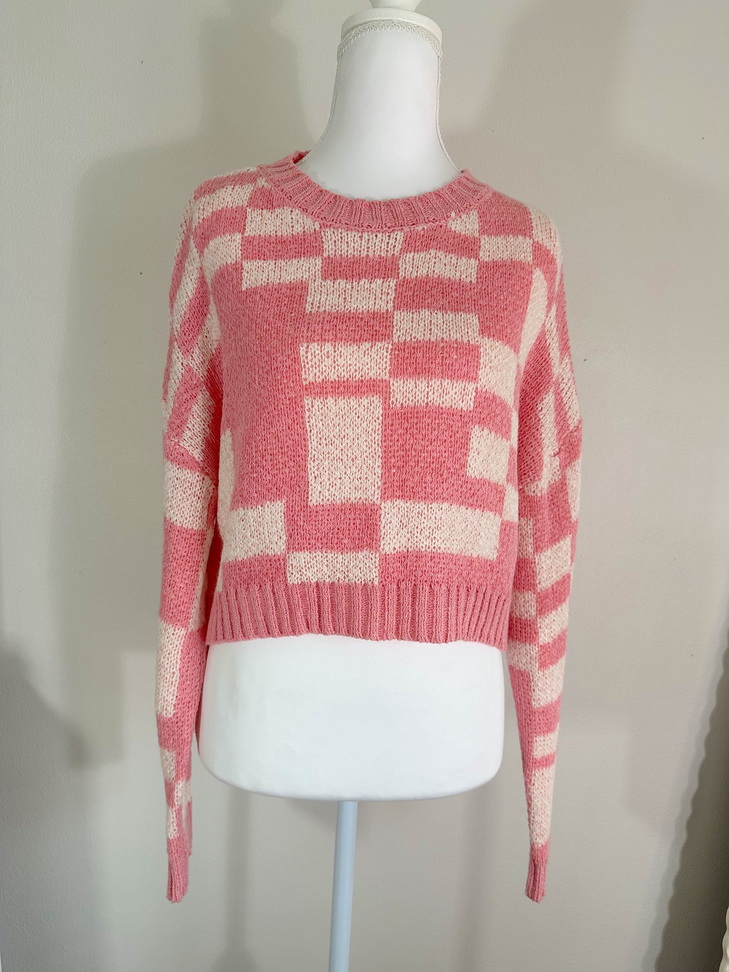 Pink Geometric Sweater