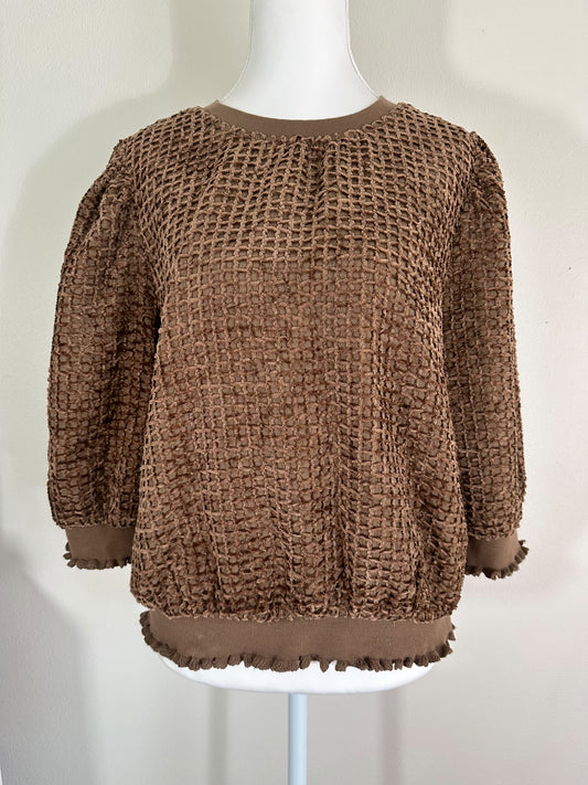 Brown Velvet Print Top