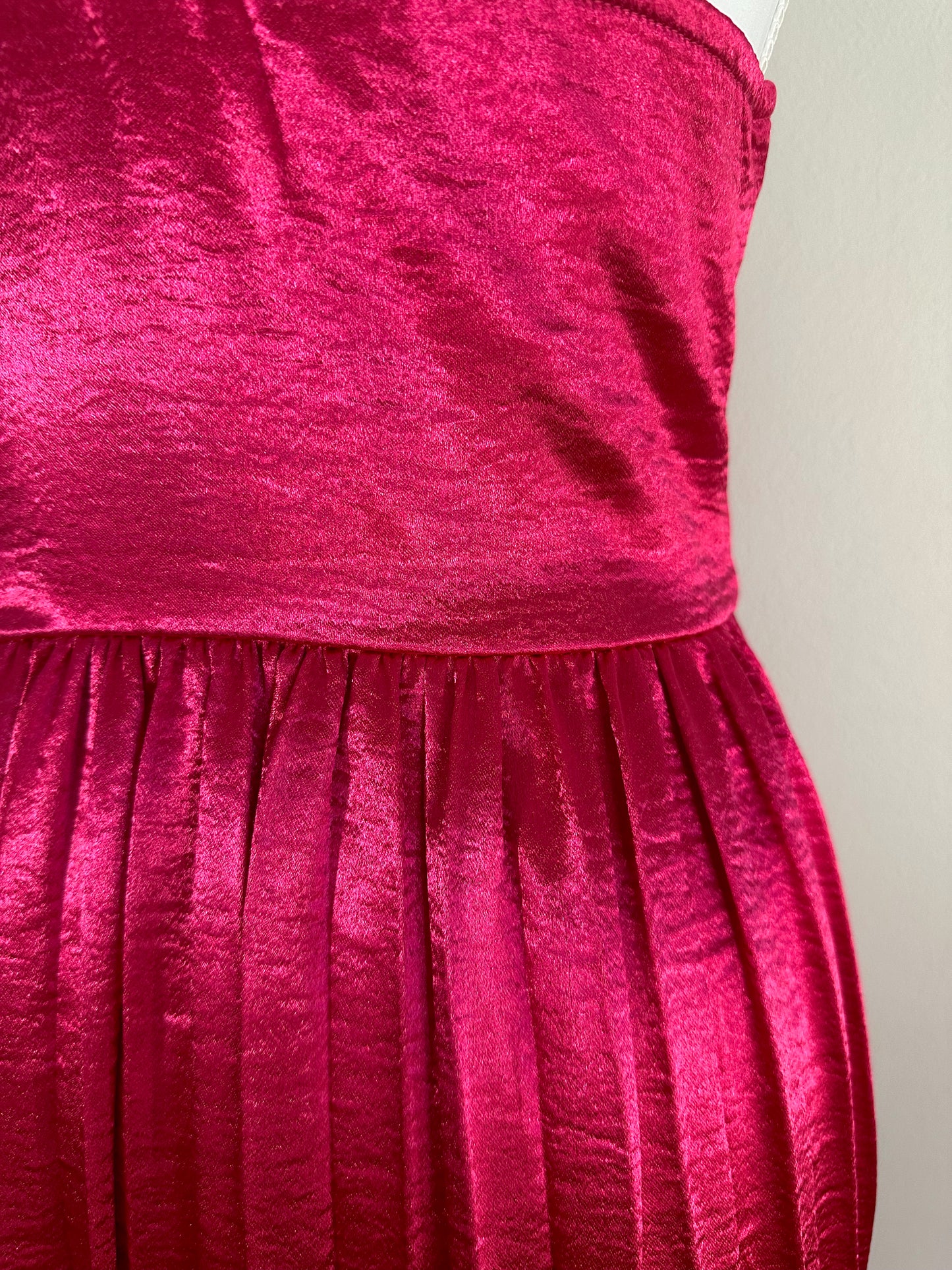 Pink Satin Midi Dress