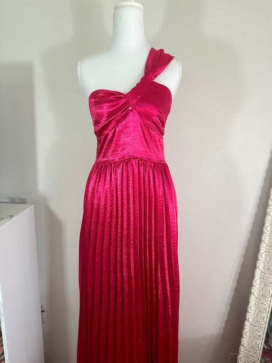 Pink Satin Midi Dress