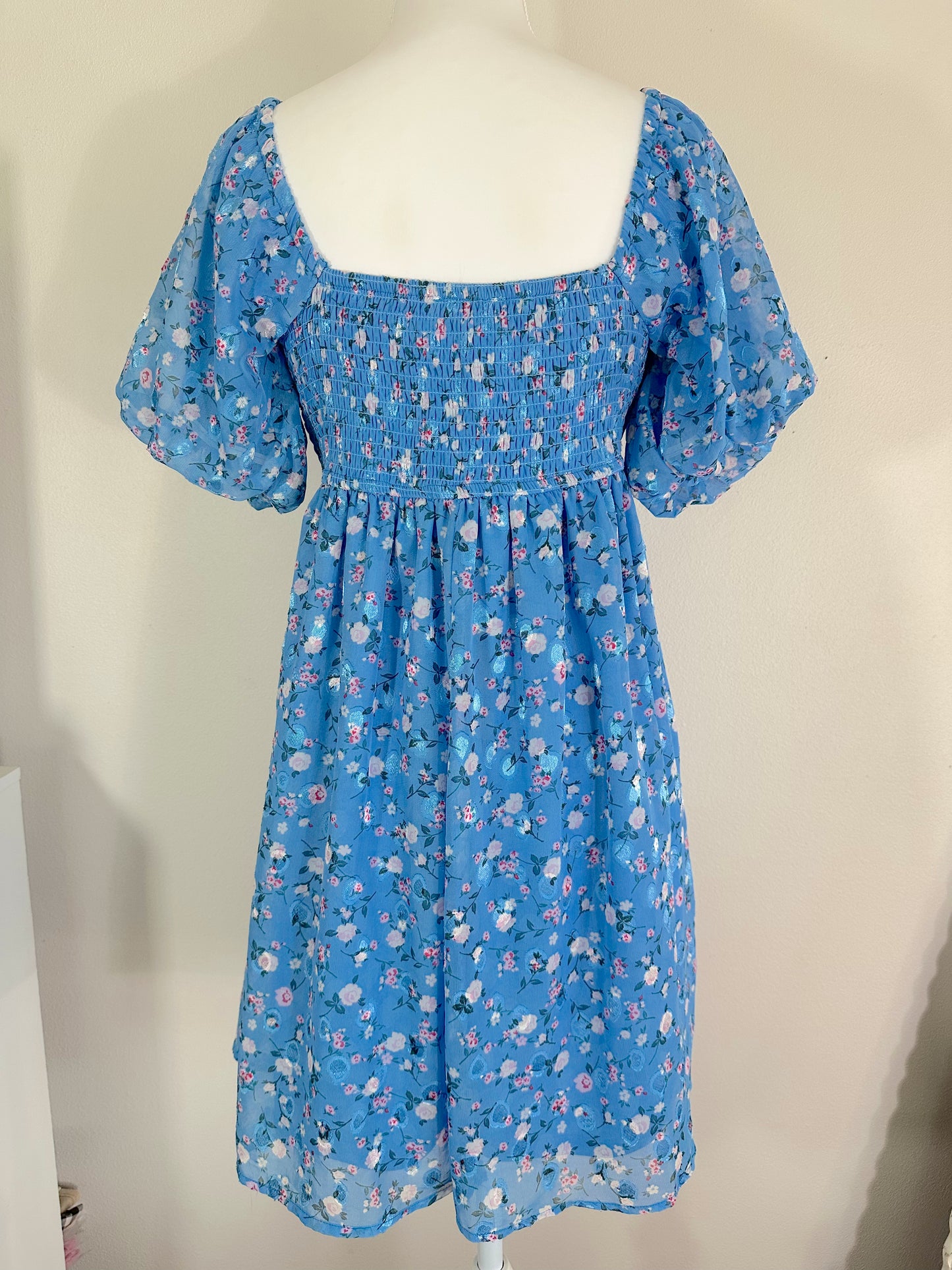 Blue Floral Baby Doll Dress