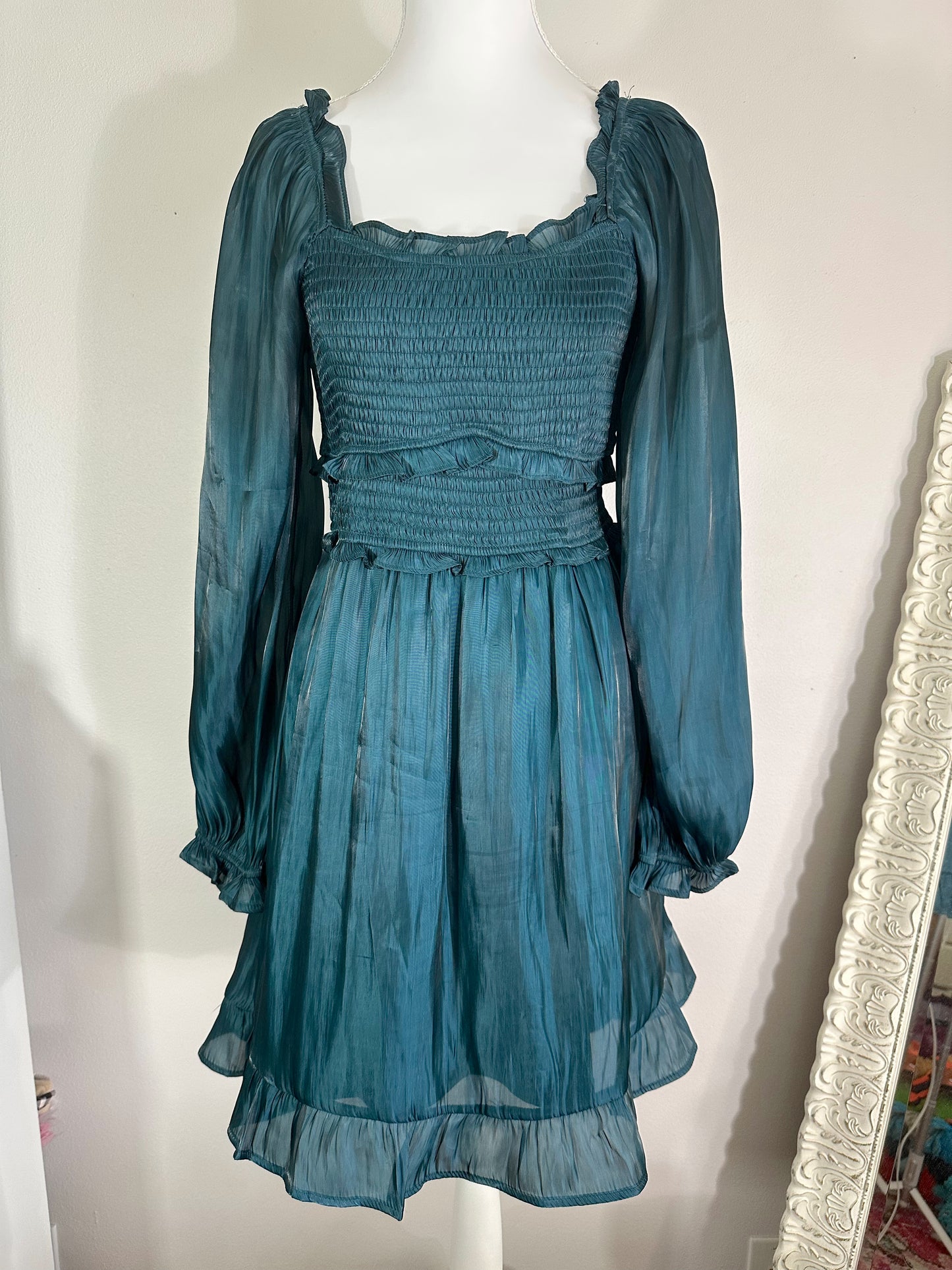 Teal Smocking Dress