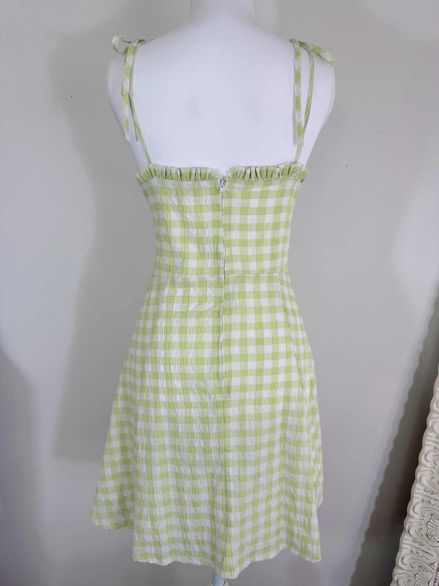 Seersucker Green Plaid Dress