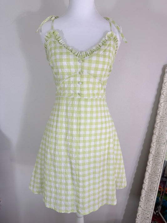 Seersucker Green Plaid Dress