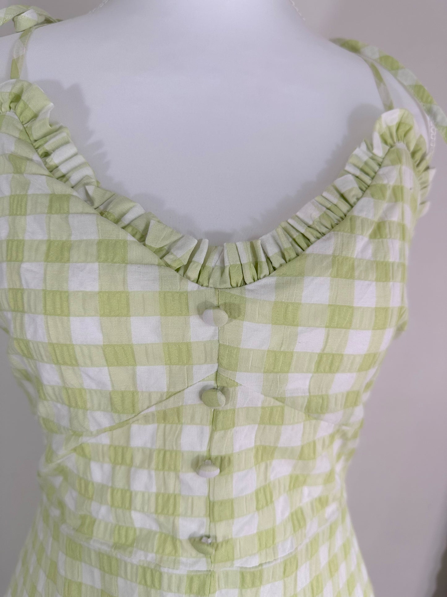 Seersucker Green Plaid Dress